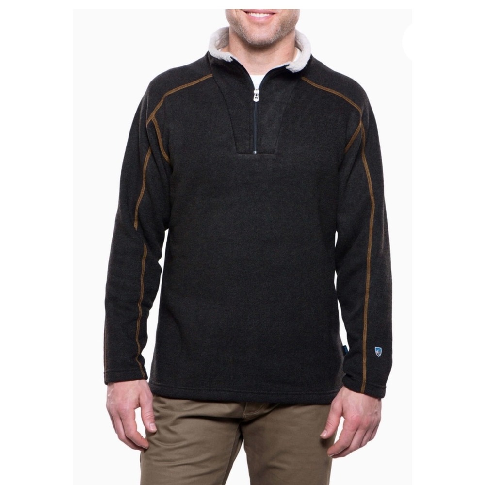Kuhl Europa Men's 1/4 Zip Sz XL Charcoal Brown